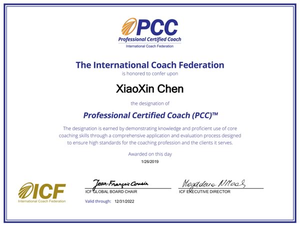 ICF认证 PCC教练陈泳橦